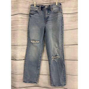 Express Straight Ankle High Rise Distressed Jeans Size 2R